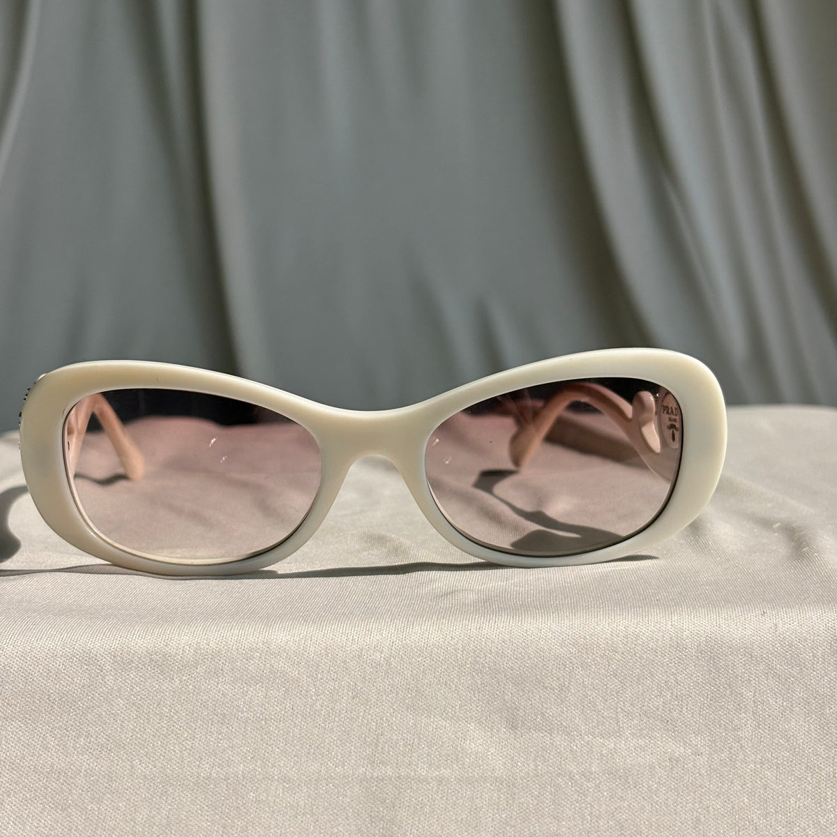 Prada Crystal Absolute Collection 33P Minimal Baroque Sunglasses - White, Crystal
