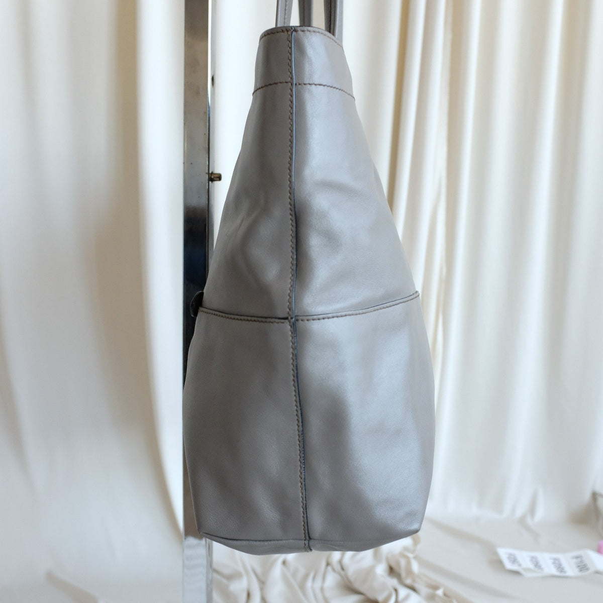 MIU MIU Vitello Soft Leather Shopping Tote Bag - Gray