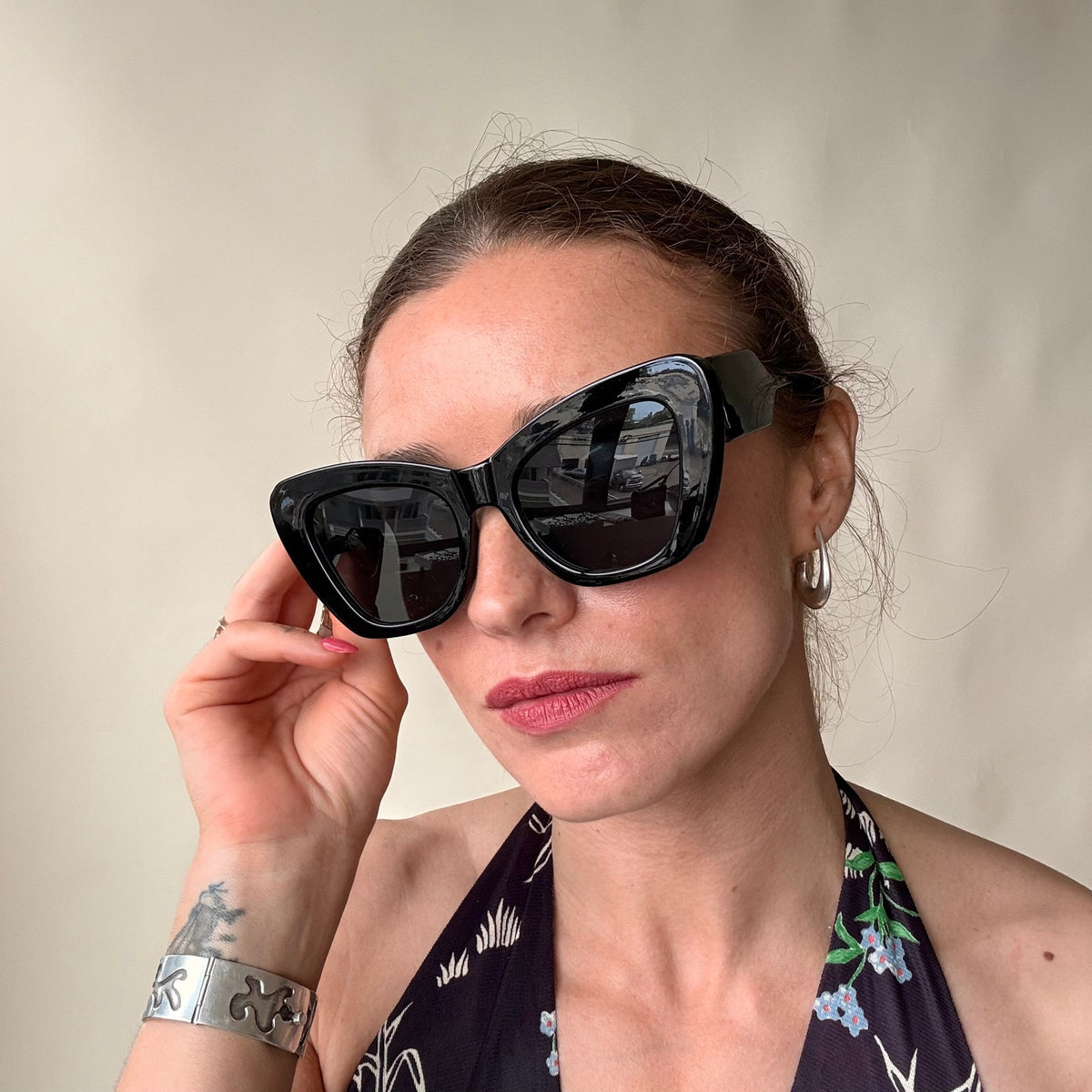 Oversized Black Cat-Eye Sunglasses - Chunky, Brand New