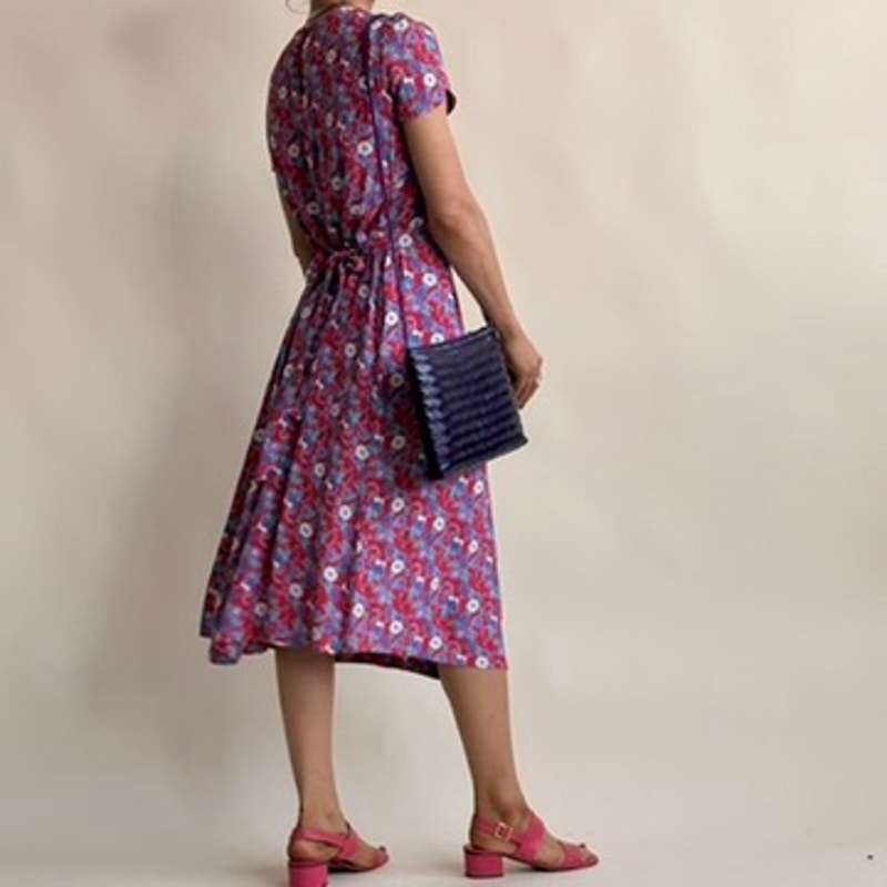 Jane Schaffhausen Bella Franc Stern Reborn Floral Dress - Red & Blue, 1940s-Inspired Size 4