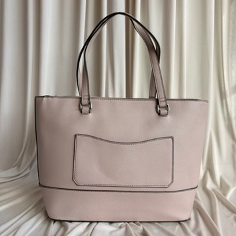 Guess Light Pink Tote - Textured Faux Leather, Embossed Logo, Y2K Vintage