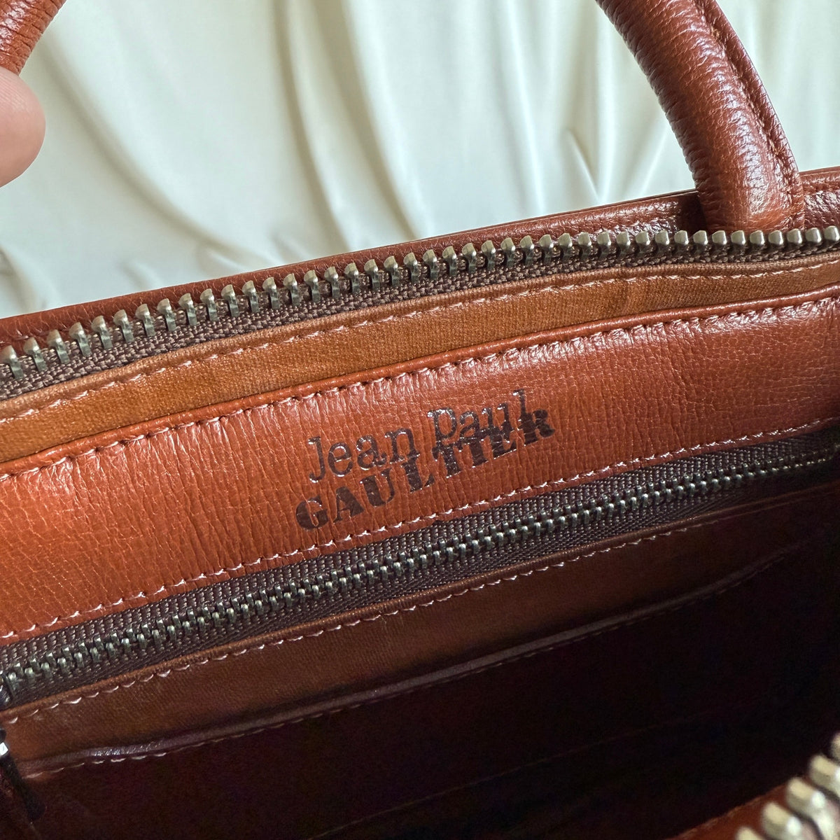 Vintage Jean Paul Gaultier Maroon Leather Top Handle Bag - Mid to Late 90s