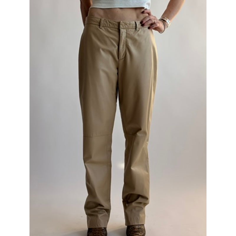 Vintage Nine West Tan Leather Straight Leg Pants