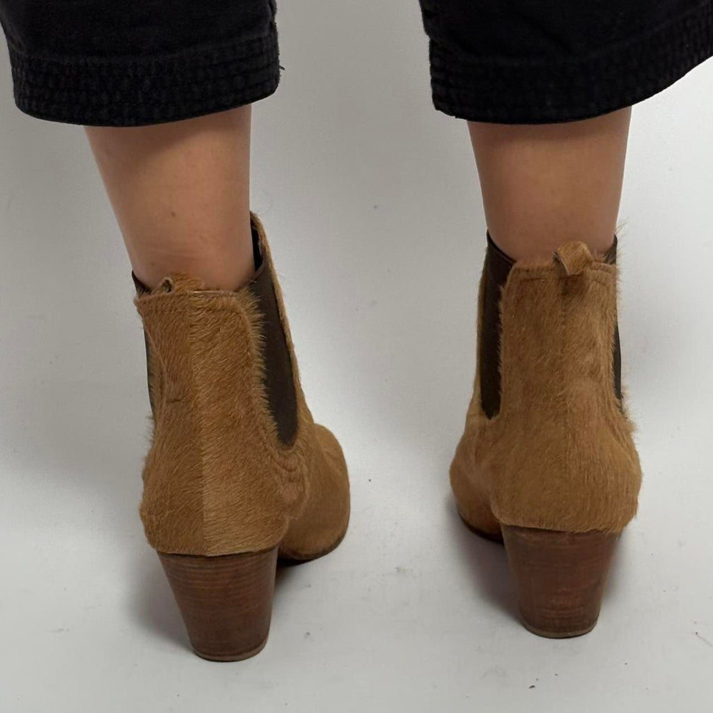 Rachel Comey Tan Hair Calf Ankle Boots - Size 7.5