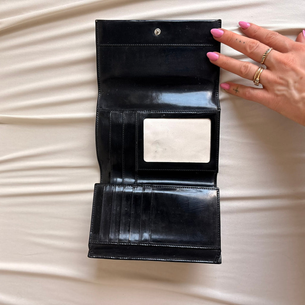 Gucci Patent Logo Wallet - Black, Trifold, Vintage