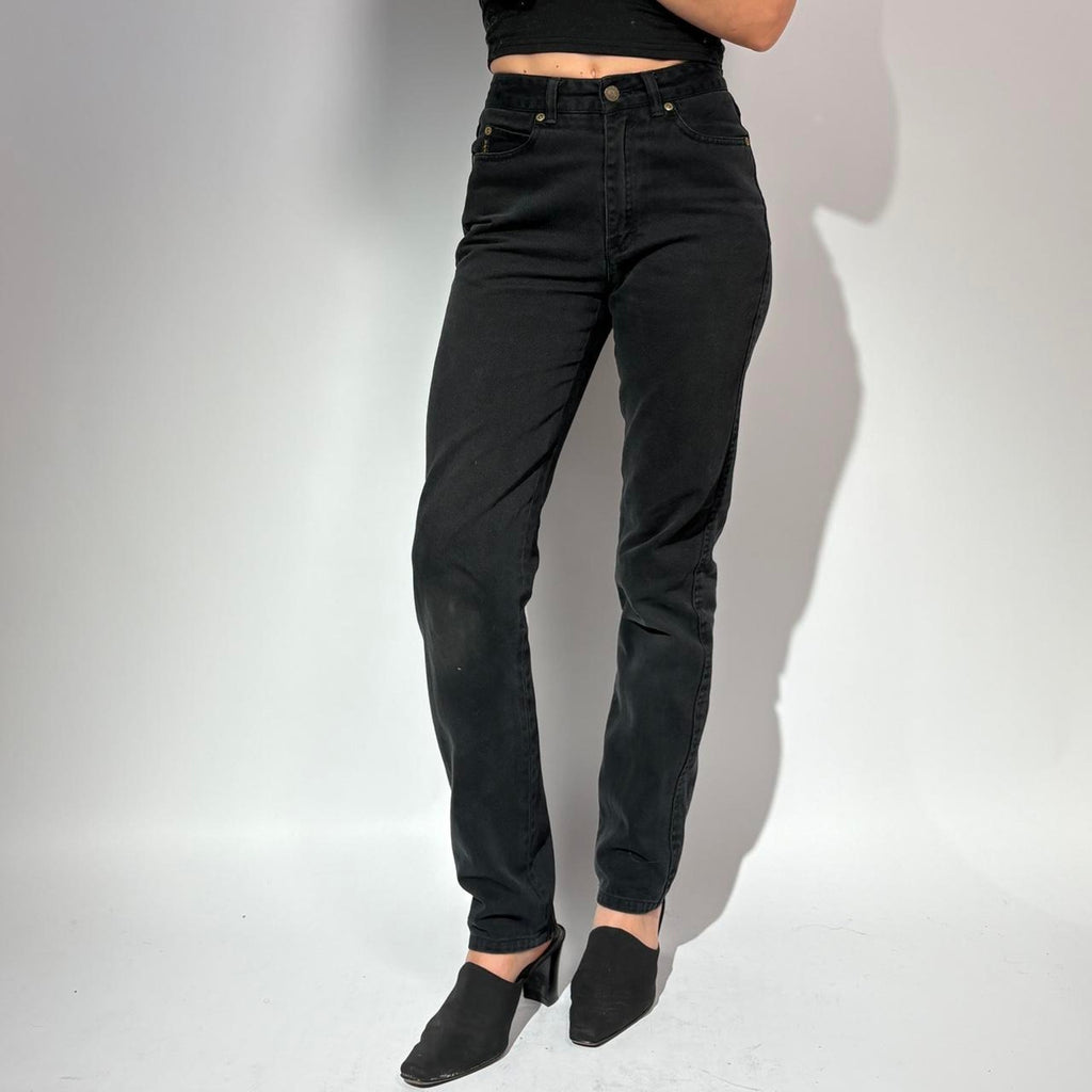 Vintage DKNY "In Women We Trust" Black Jeans - 90s Statement Denim, Size 2