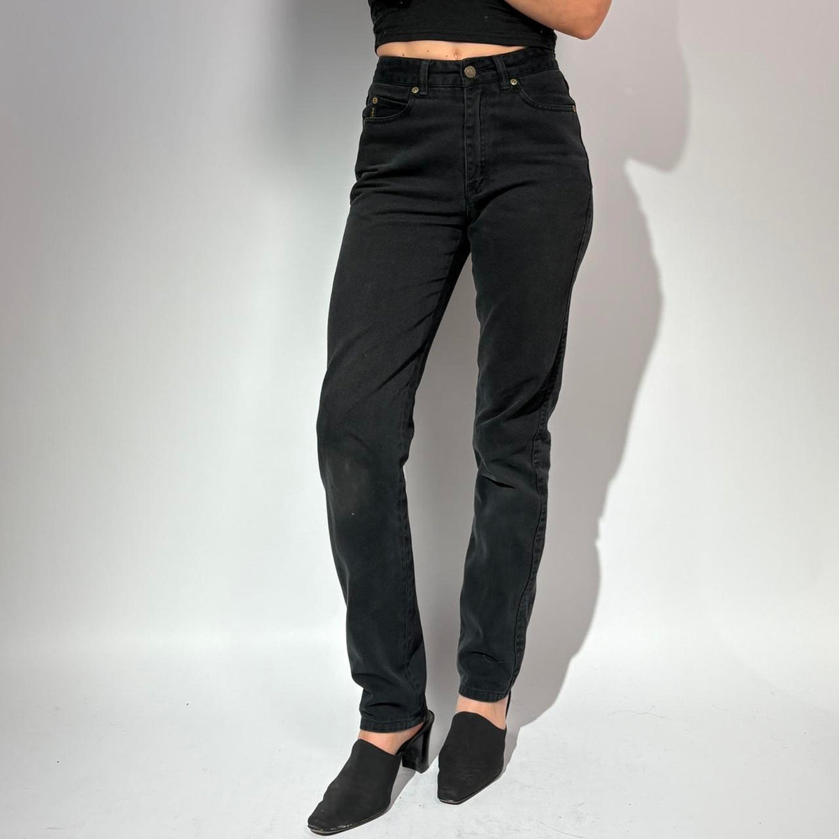 Vintage DKNY "In Women We Trust" Black Jeans - 90s Statement Denim, Size 2