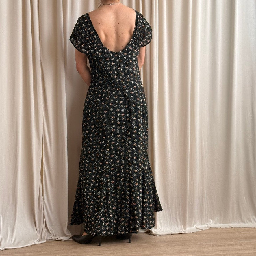 Mica Sweetheart Ruffle Dress - Puff Sleeves, A-Line, Fits Large, 90s Vintage