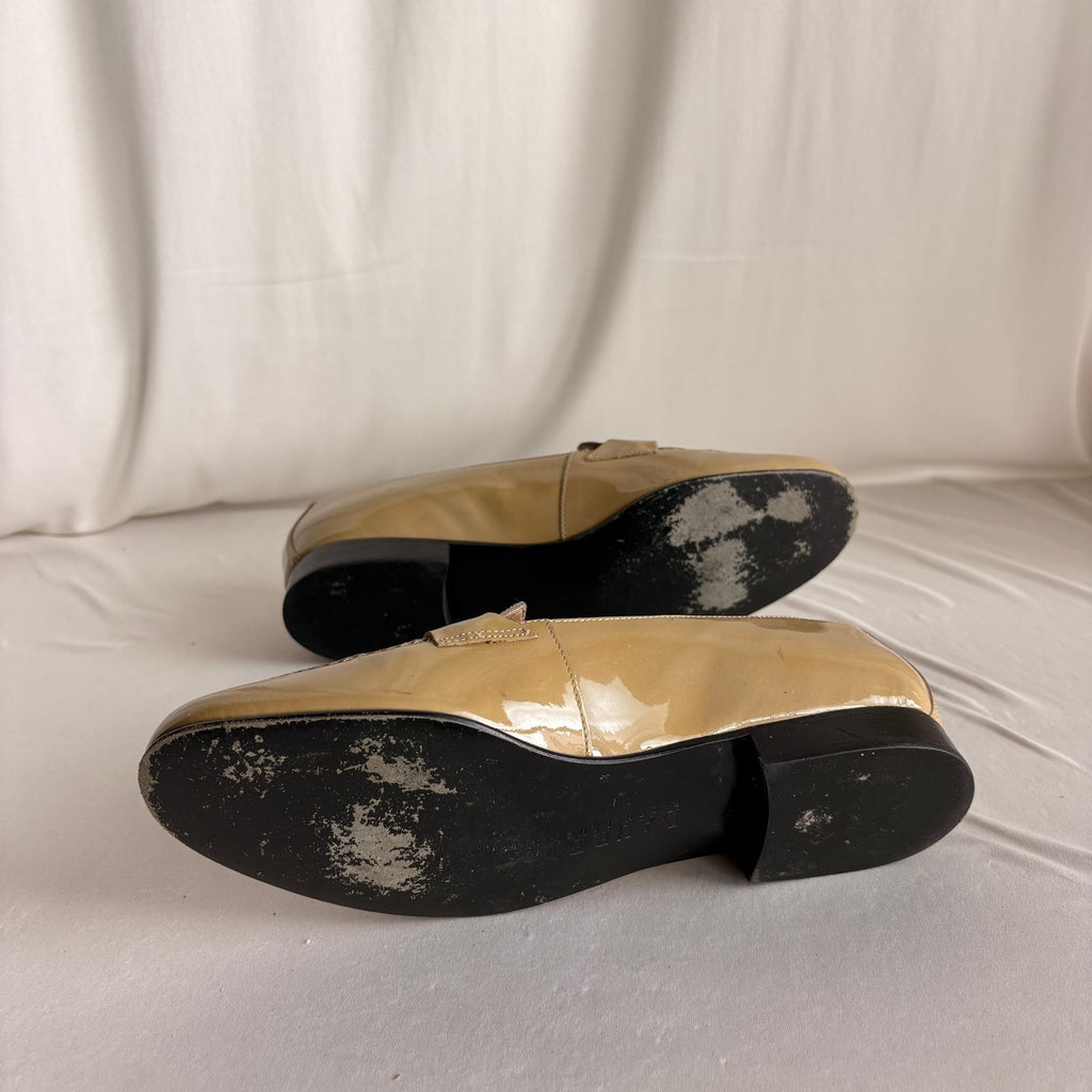 Vintage Ralph Lauren Tan Patent Leather Loafers - Silver Hardware