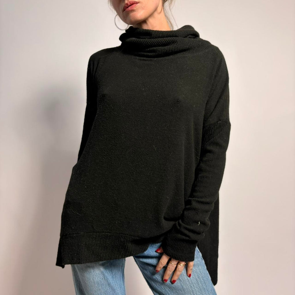 Sweet Romeo Black Cowl Neck Sweater - Oversized, Size Medium