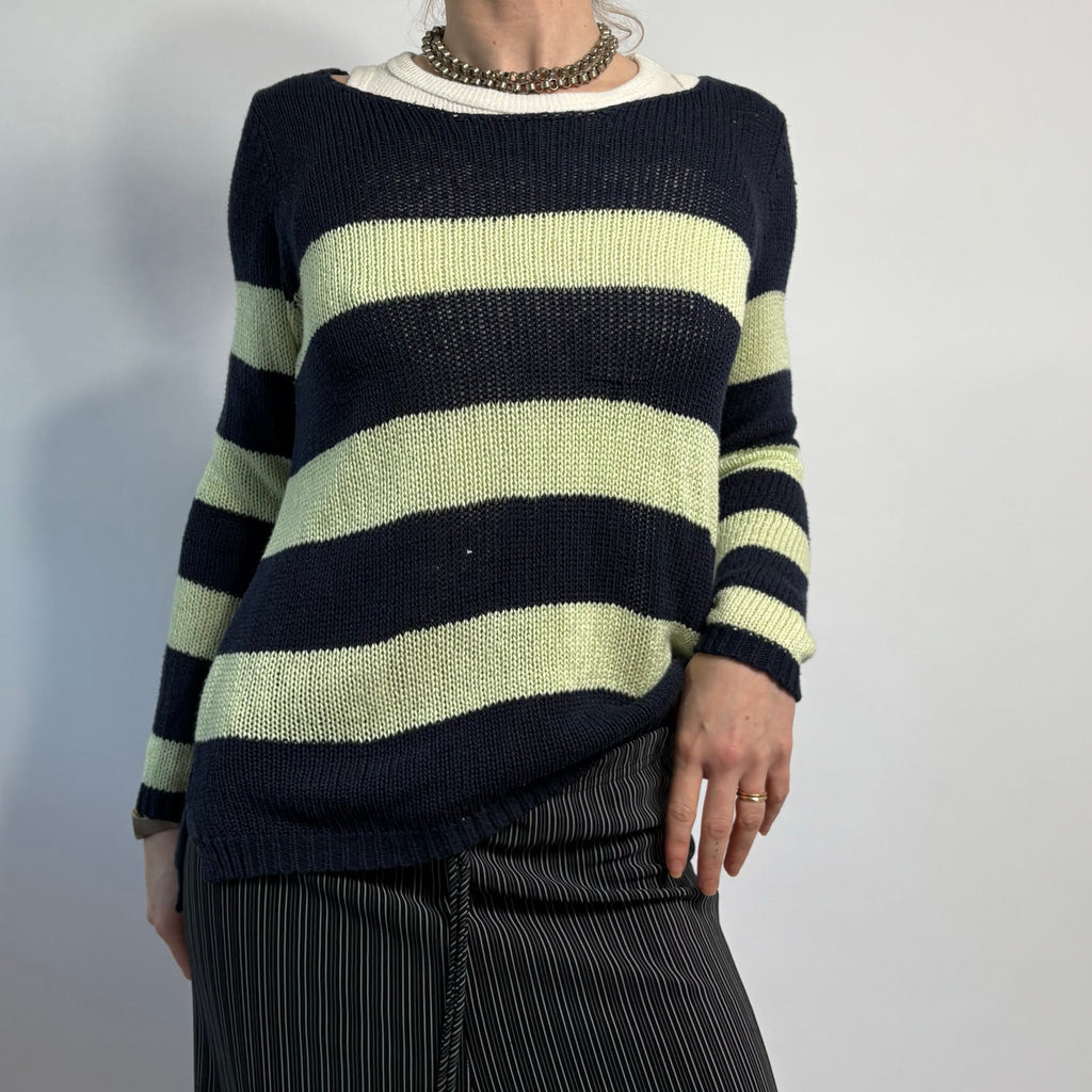 Olive & Oak Striped Open Back Sweater - Size Small