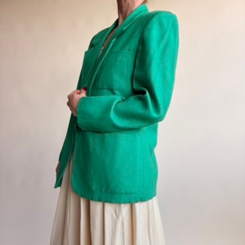 Lloyd Williams Green Blazer - Boxy Silhouette, Lightweight, Size 4