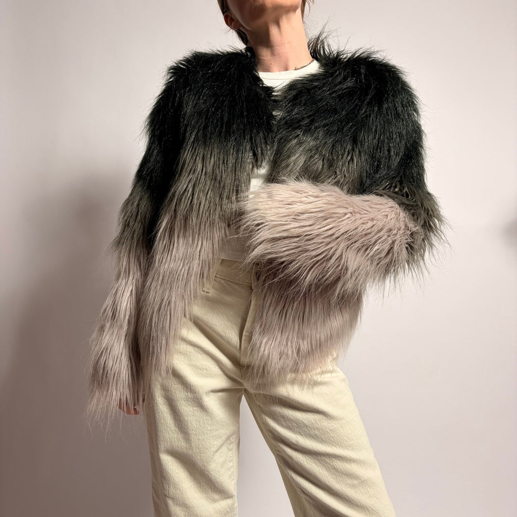 Celsius Premium Y2K Faux Fur Gradient Coat - Size M