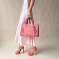 Authentic Prada Galleria Tote Saffiano Lux Leather Bi-Color Pink Double-Zip COA