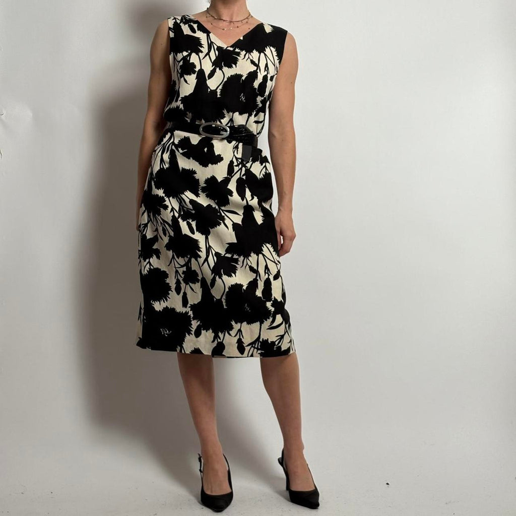 Harve Bernard Black & White Floral Dress - Fits Size 6