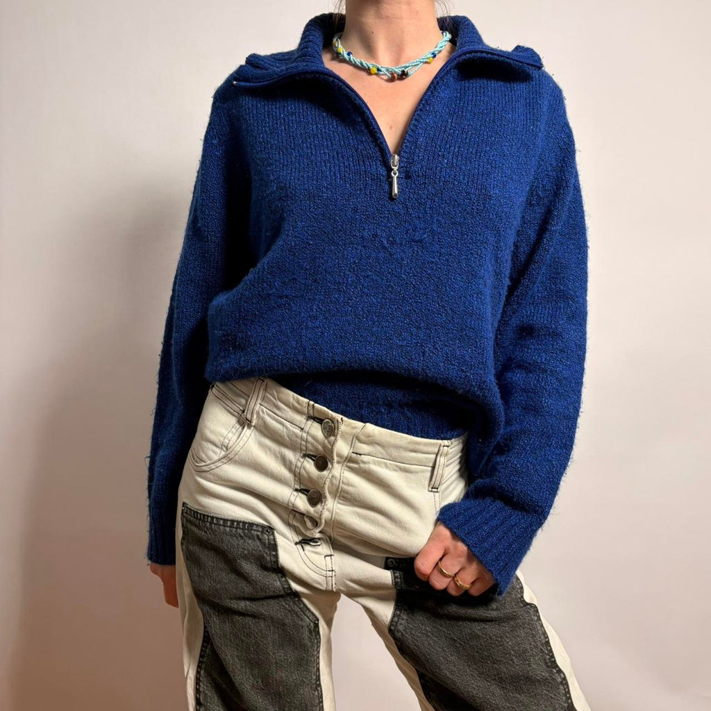 Vintage Karen Scott Quarter-Zip Sweater - Cobalt Blue