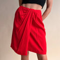 Anne Klein Red Silk Wrap Skirt - Sarong Style, Velcro Closure, Size 4