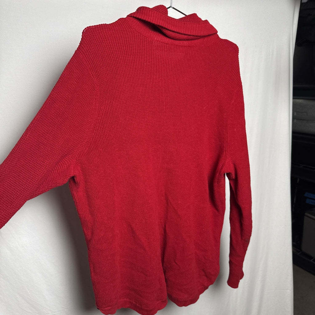 Lauren Ralph Lauren Pullover Sweater Women 1X Red Knit Cowl Neck Long Sleeve