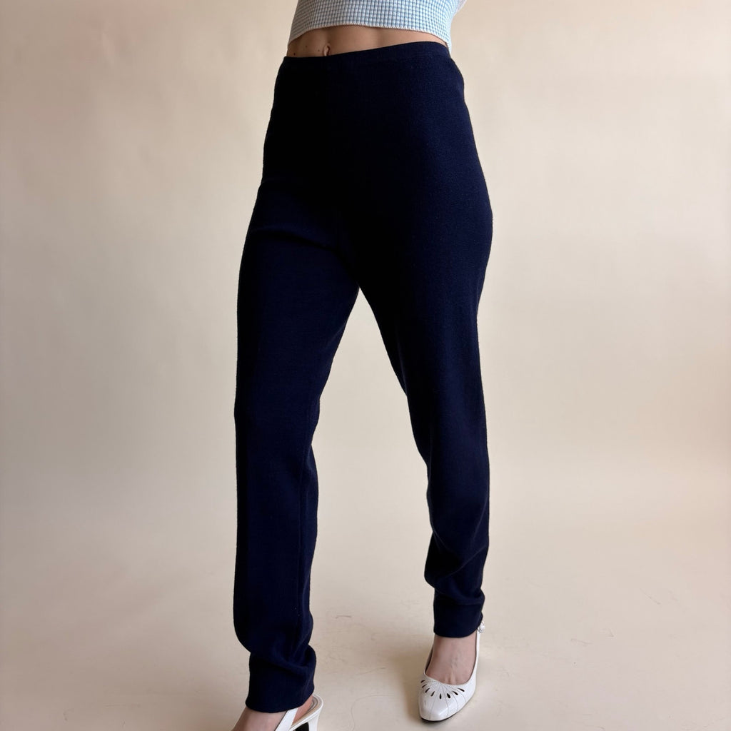 Jones & Co Navy Merino Wool Knit Pants - Size Small