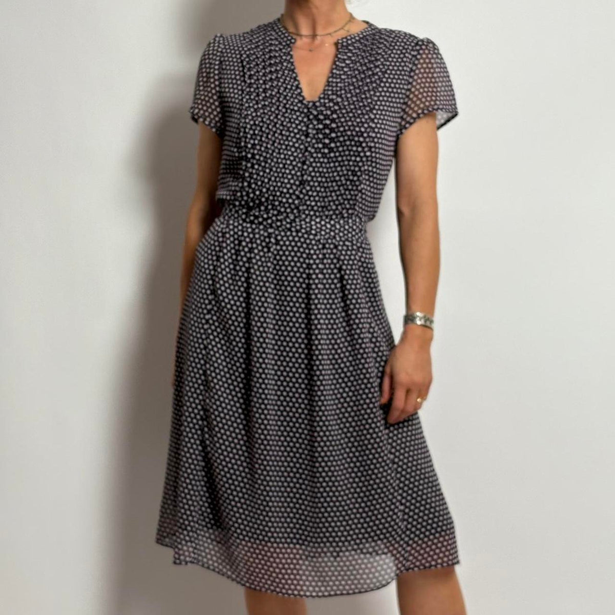 JBS Purple Polka Dot Midi Dress w/ Ribbon Belt | 8