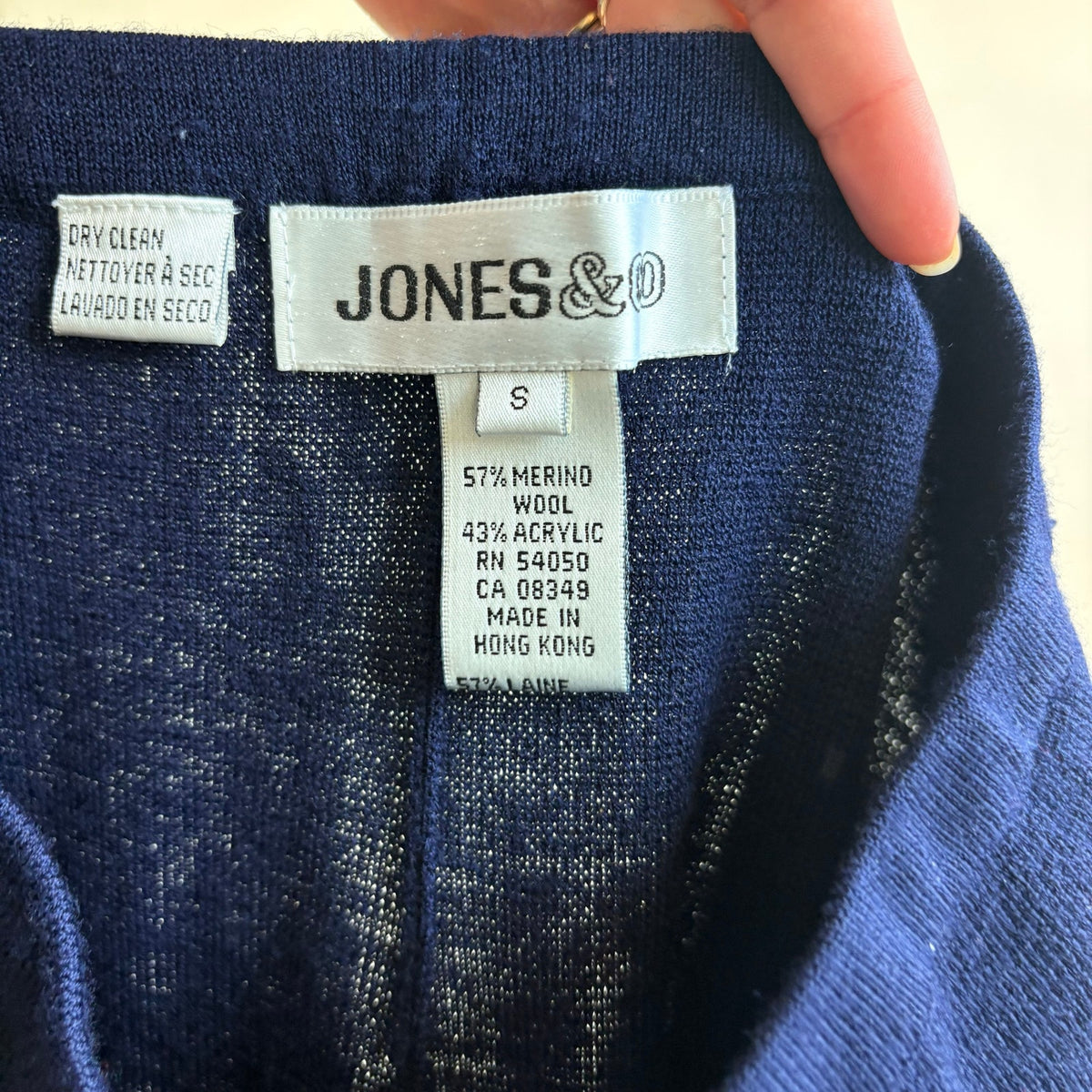 Jones & Co Navy Merino Wool Knit Pants - Size Small