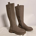 Knee-High Platform Boots - Khaki/Grey, Size 8