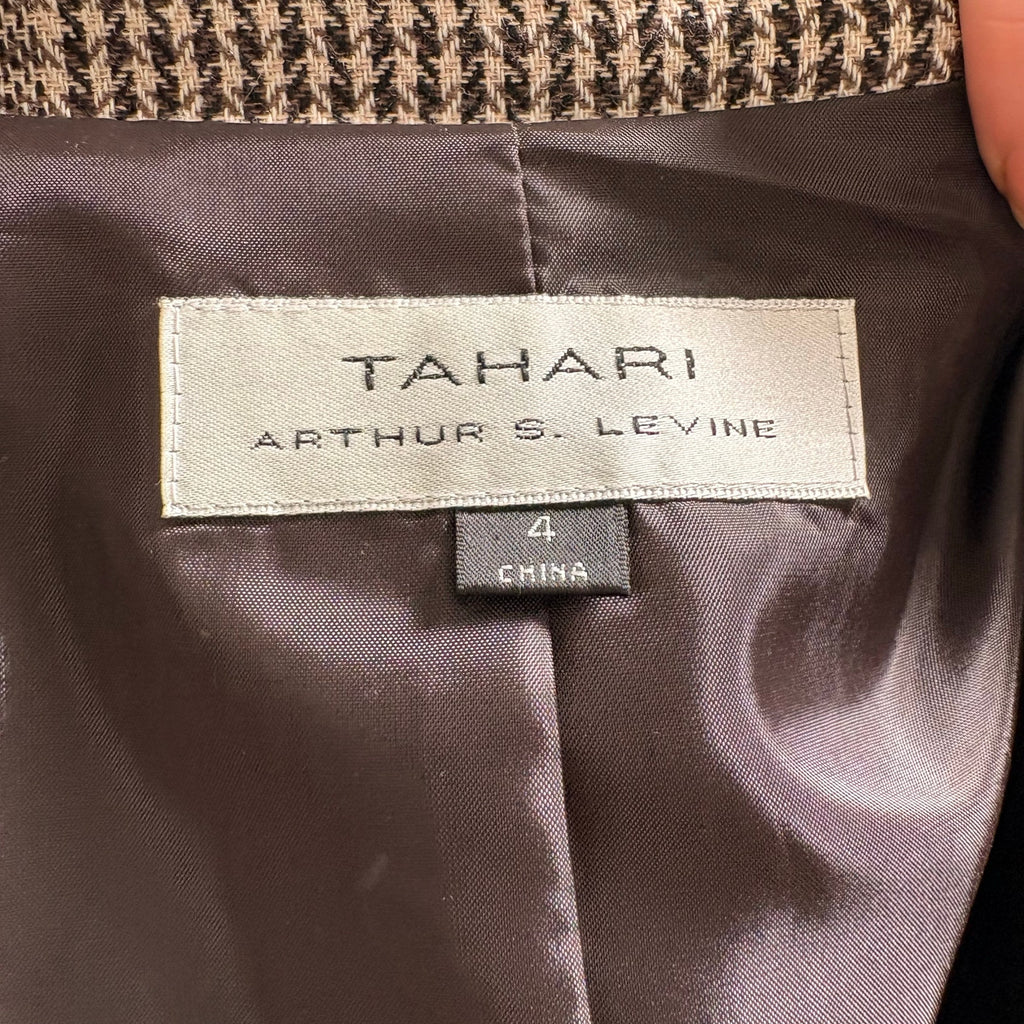 Tahari Brown & Beige Plaid Cropped Jacket - NWT, Size 4