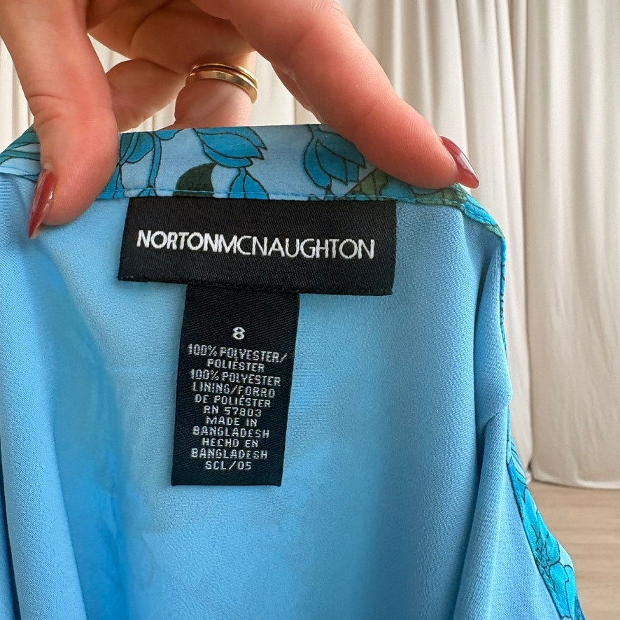 Norton McNaughton Floral A-Line - Green/Blue - Size 8 (Fits M)
