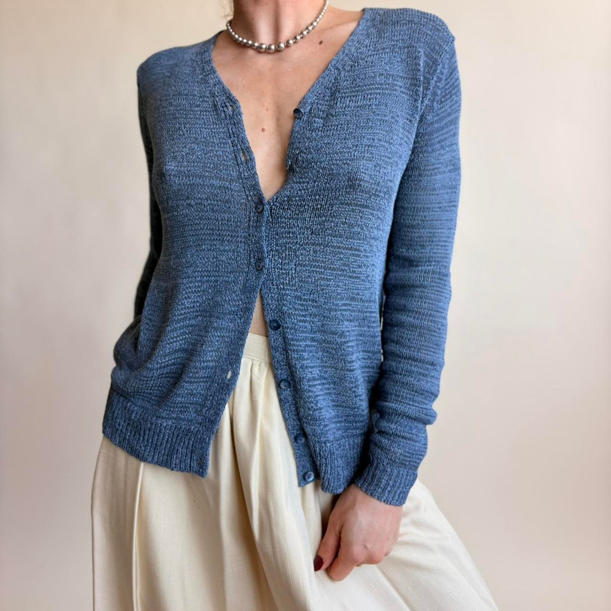 Belford Blue Crochet Cardigan Top - Size Small