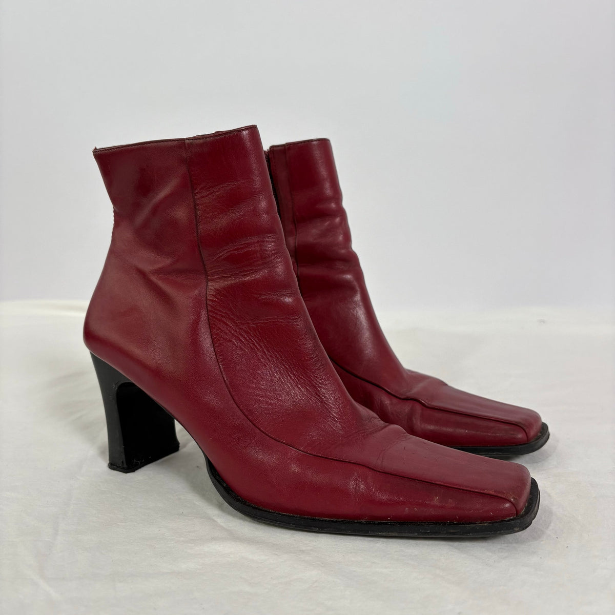 Vintage Parade Red Leather Ankle Boots - Size 7.5
