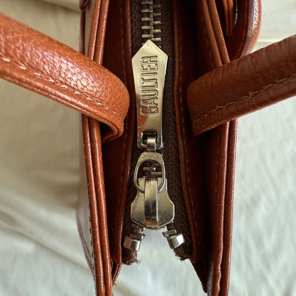 Vintage Jean Paul Gaultier Maroon Leather Top Handle Bag - Mid to Late 90s