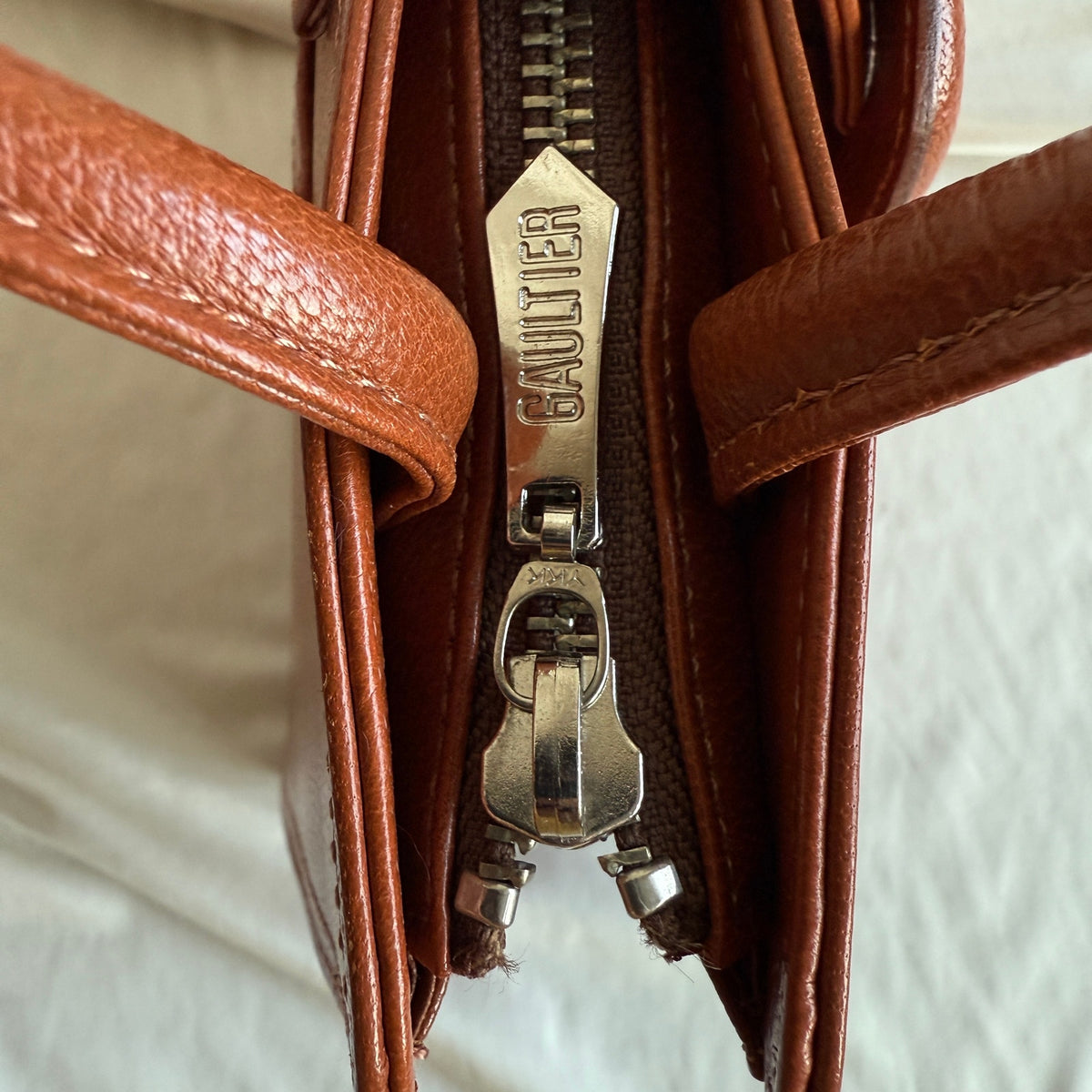 Vintage Jean Paul Gaultier Maroon Leather Top Handle Bag - Mid to Late 90s