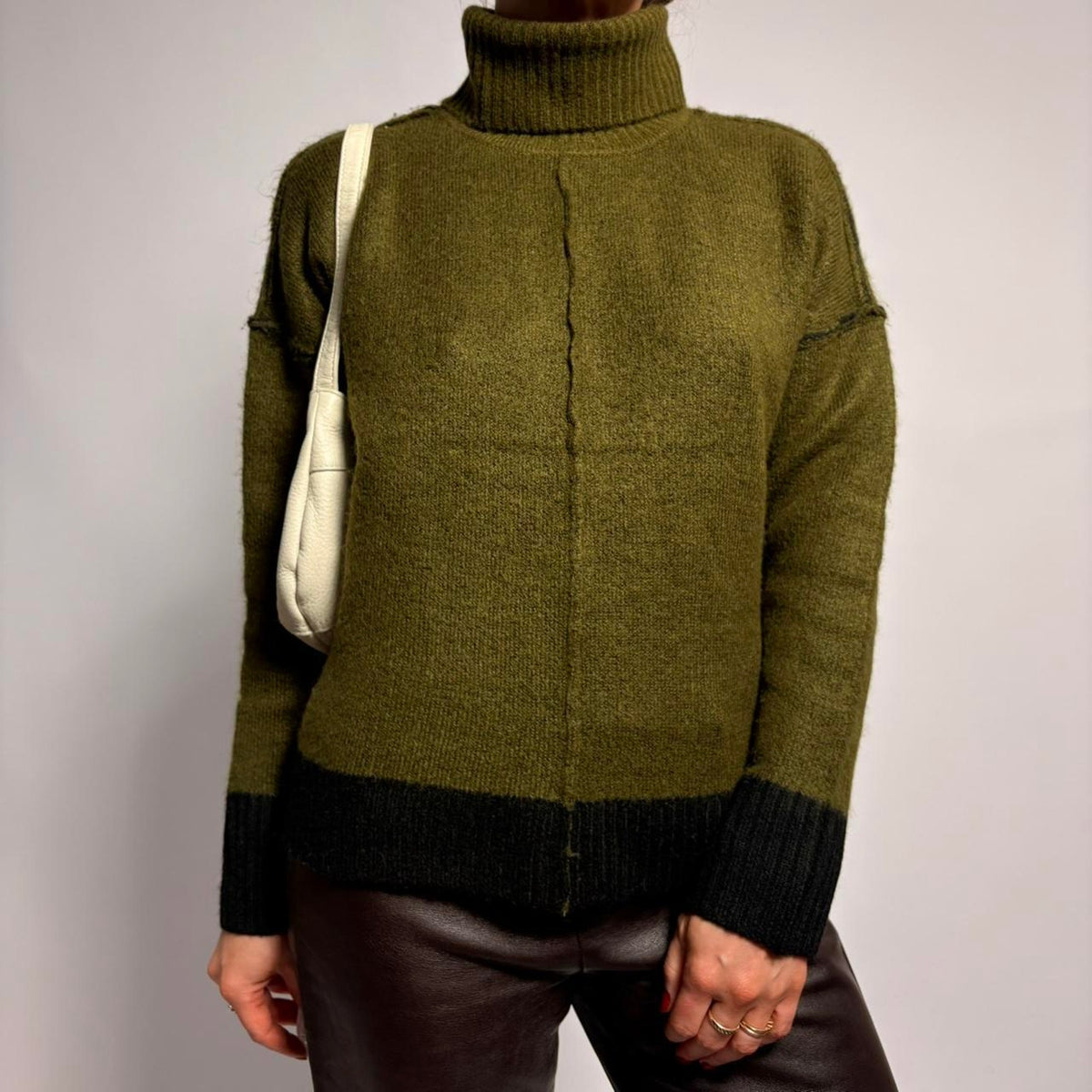 Sweet Romeo Two-Tone Turtleneck - Green, Size Medium