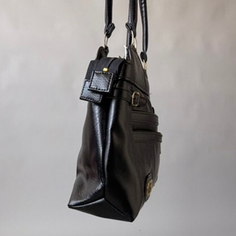 Vintage Ambassador Black Leather Bag - Gold Hardware, 90s