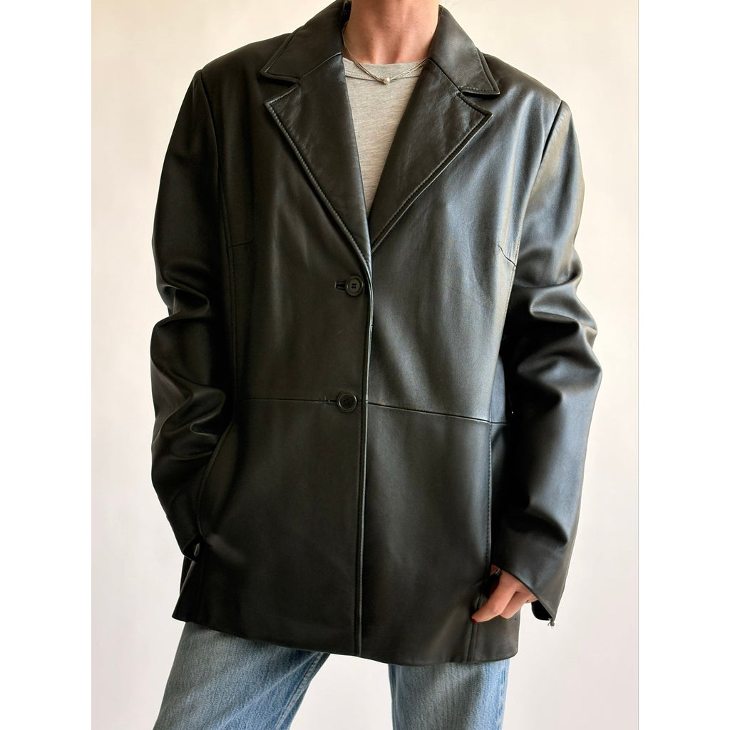 Vintage Valerie Stephan Separates Black Leather Jacket - Size XL