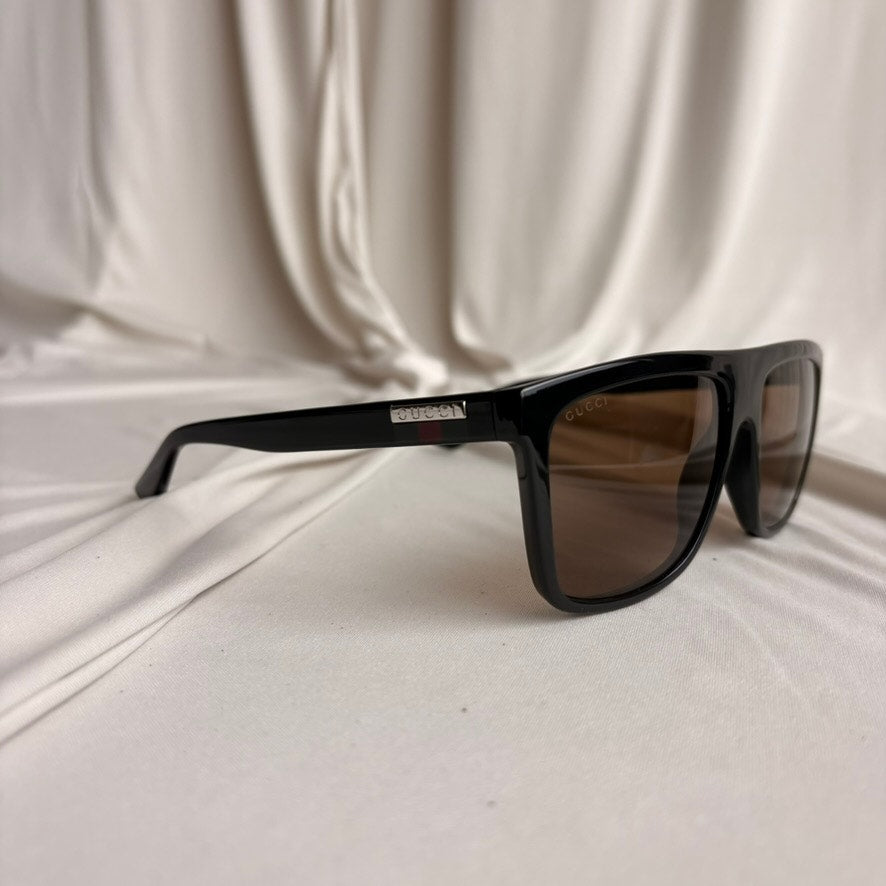 Gucci GG0748S Rectangular Sunglasses - Gold Frame, Brown Polarized Lenses