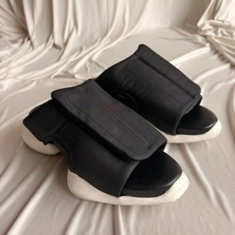Rick Owens x Adidas Tank Slide Sandals - Black & White, Men's 5/Women's 7