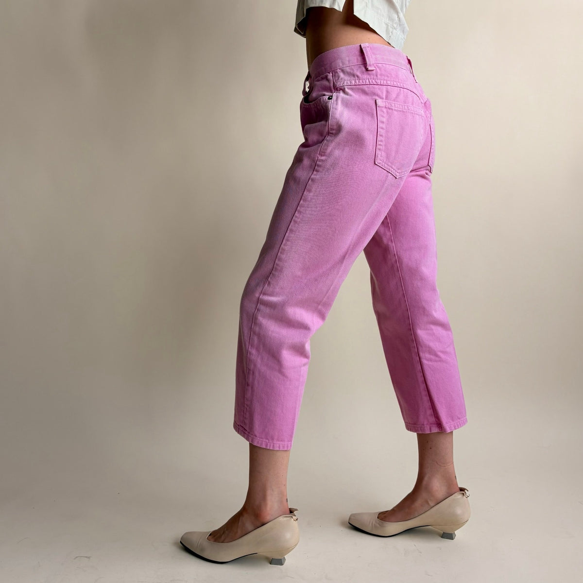 Billy Blues Bubble Gum Pink Cropped Jeans - Low Rise, Made in USA, Size 4