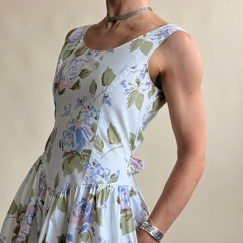 Maggie Lawrence Sport Collection White Floral Drop-Waist Dress -100% Cotton- Size 9/10 (Fits S)