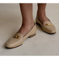 Hayraud Buttery Cream Leather Loafers - Gold Hardware, Made in Italy, EU 38