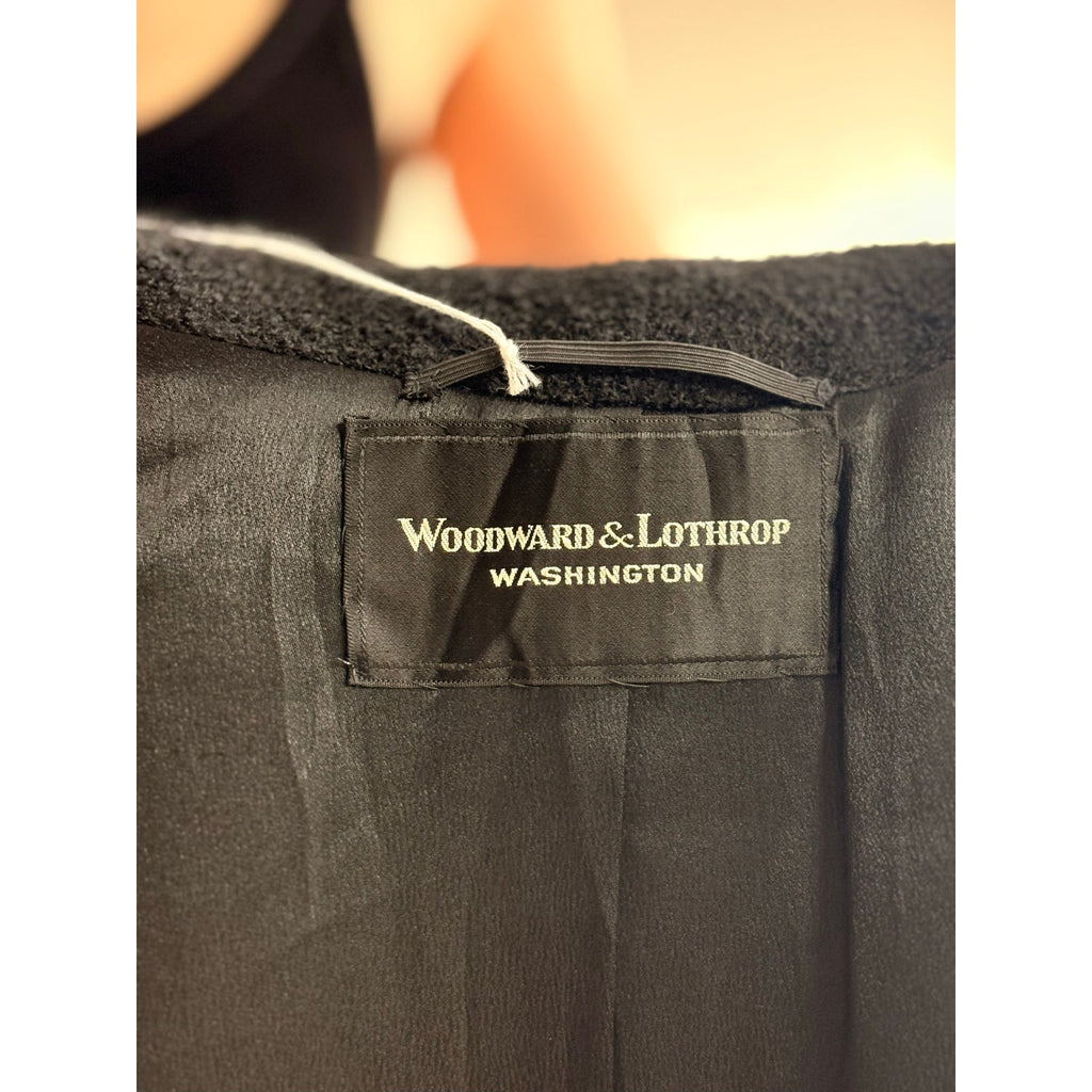 Vintage Woodward & Lothrop Black Wool Car Coat with Mink Fur Collar