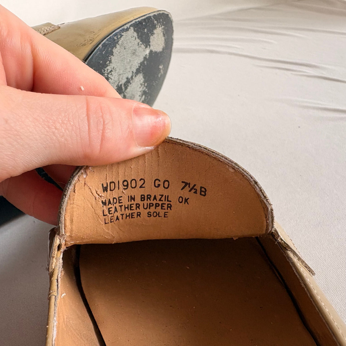 Vintage Ralph Lauren Tan Patent Leather Loafers - Silver Hardware