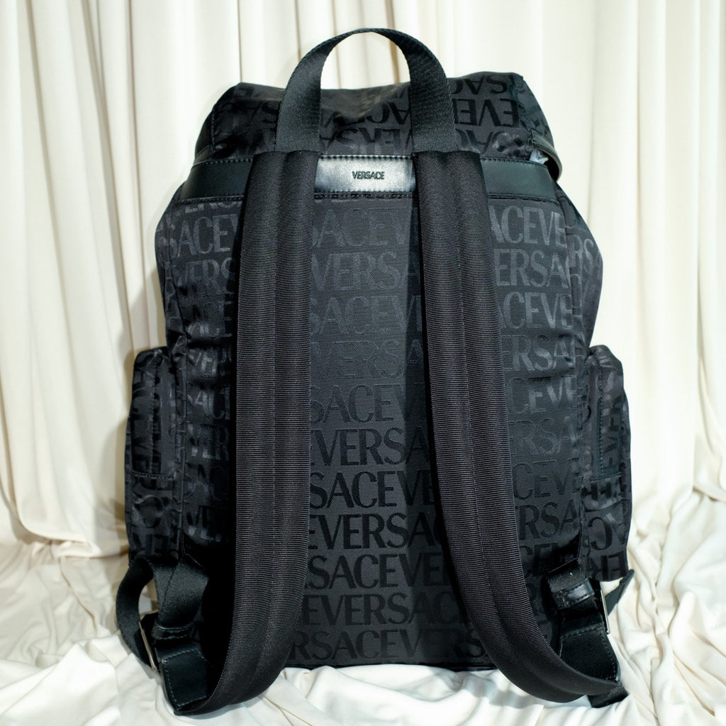 Versace Allover Neo Nylon Backpack Black NWT