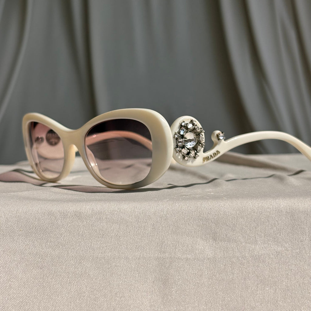 Prada Crystal Absolute Collection 33P Minimal Baroque Sunglasses - White, Crystal
