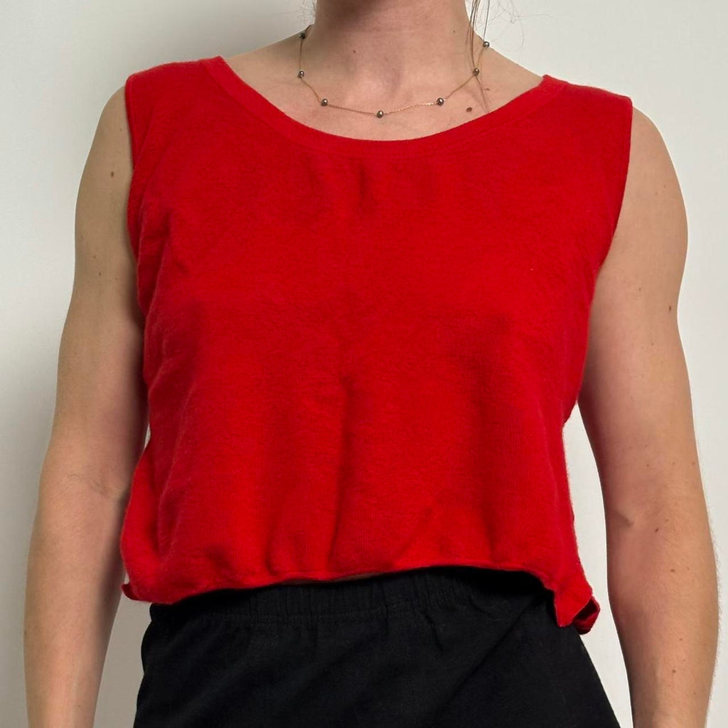 A.K.R.I.S Cropped Cashmere Tank ~ Cherry Red - Size 8
