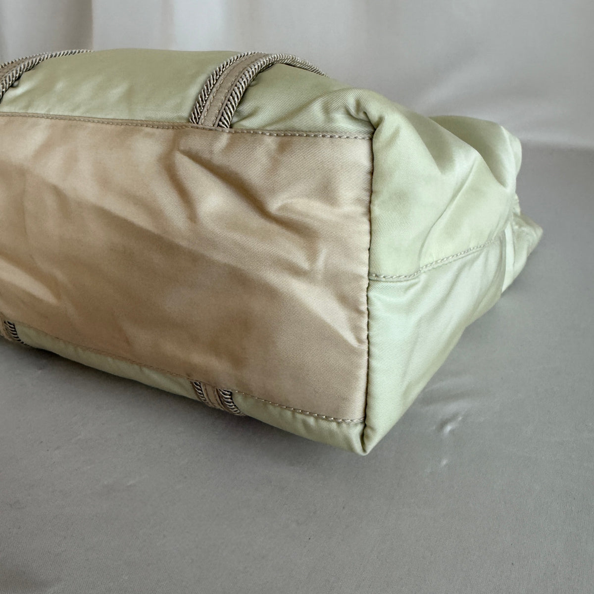 Vintage Prada Tessuto Marchio Nylon Rope-Trim Tote, Sage