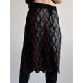 Vintage 1970s Handmade Turkish Diamond Patchwork Leather Skirt