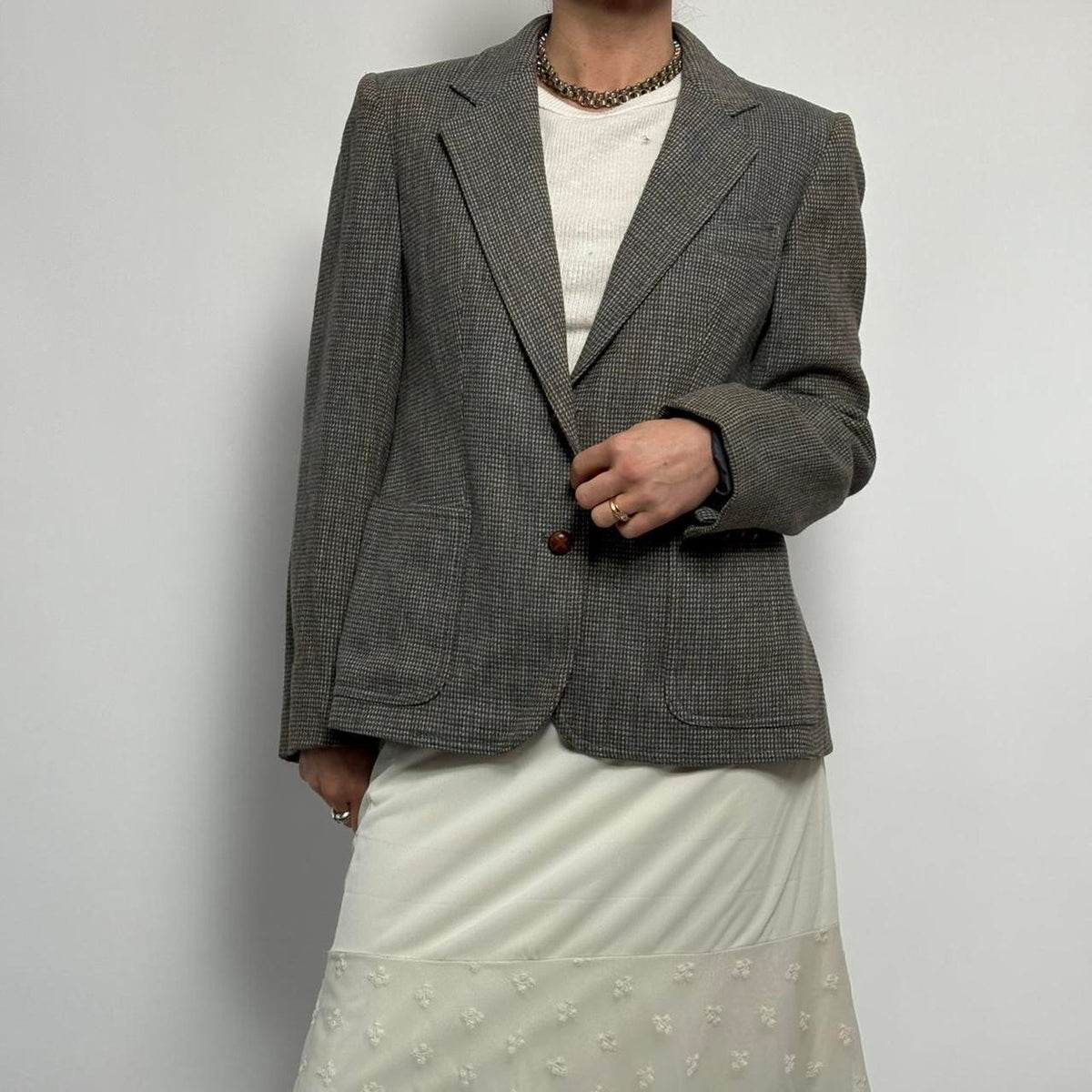 Vintage Wool Blend Grey Blazer - PBD International Div. of Peabody House