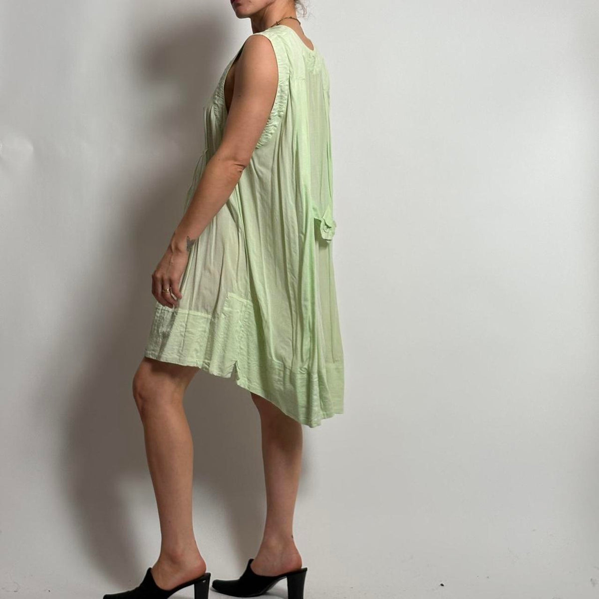 Tambourine Seafoam Green Pleated Dress - Sleeveless, Cotton, XS (Fits M/L)