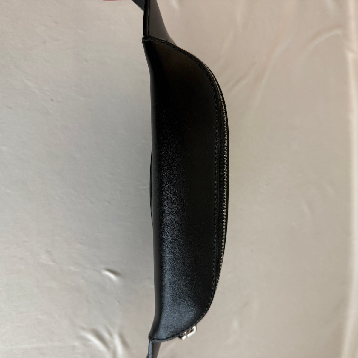 Fendi Roma Logo Black Leather Belt Bag - 3D Embossed Logo